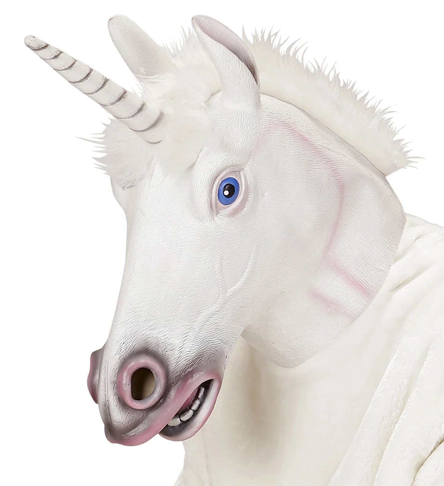 Máscara de Unicornio Blanco de Látex con Pelo Unicornio Widmann